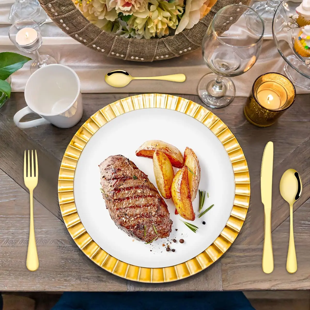 Набор столовых приборов из высококачественной нержавеющей стали, ложка, вилки и нож, посуда для вечеринки, свадебная посуда