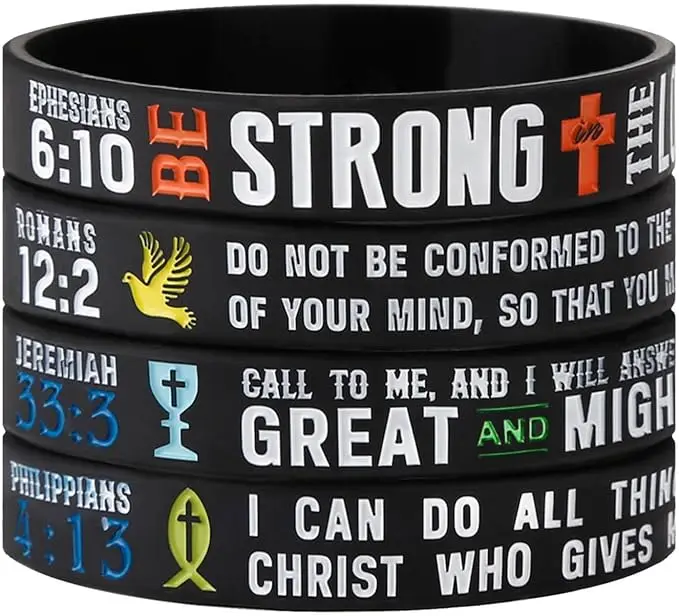 2024 New Faith Christian Bible Verse Silicone Bracelets Philippians Ephesians Romans Jeremiah Religious Scriptures Wristbands