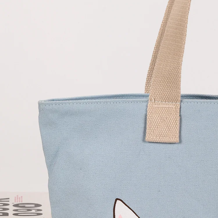 Custom Logo Reusable Shopping Canvas Fabric Tote Bag Printed Pattern Design Women Cotton Shoulder Bag Fabric Handle Canvas Bag