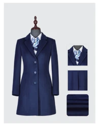 Custom Logo Trendy Fashion Female Winter Coat Buttons Design Woolen A-line Overcoat