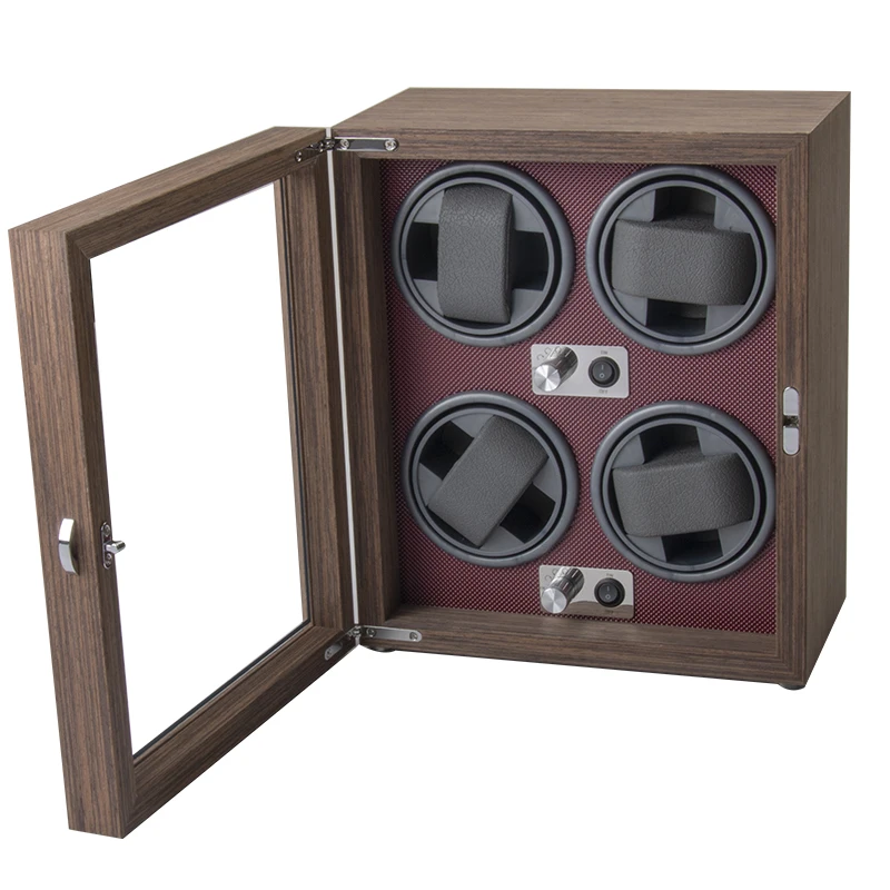 High End In Stock Wood Rotating Watch Winder 4 Orbit Watch Box Custom