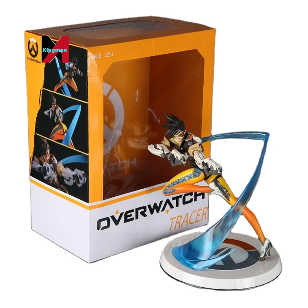 Hot OW Overwatches Figure Hero Tracer Luminescence Movable 26Cm Figurine Anime Model Toys