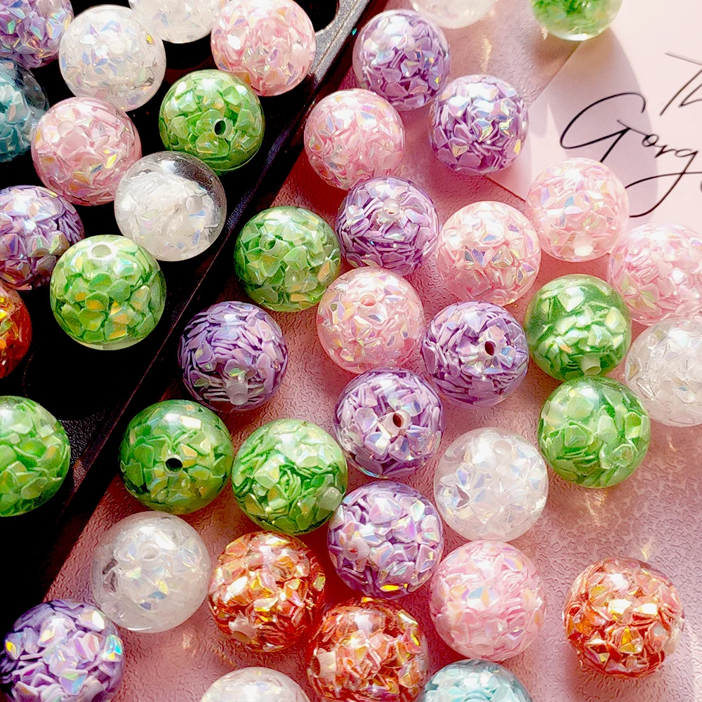 51011 16mm Shinny Resin Beads UV Colored Diamond Sequins Straight Hole Mobile Phone Chains Accessories Jewelry DIY Beads Pen