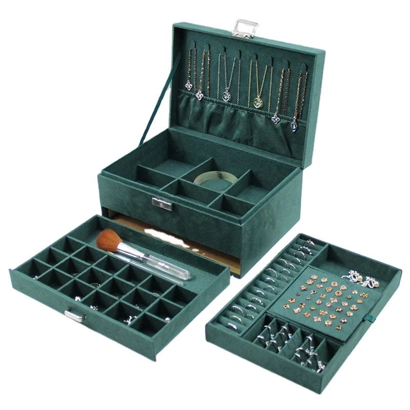 Large 3-Tier Jewelry Necklace Earrings Rings Bracelets Display Storage Box Case Organizer