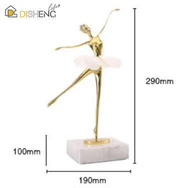 Light luxury home accessories decoration creative natural crystal model room porch metal ornaments ballerina girl crafts