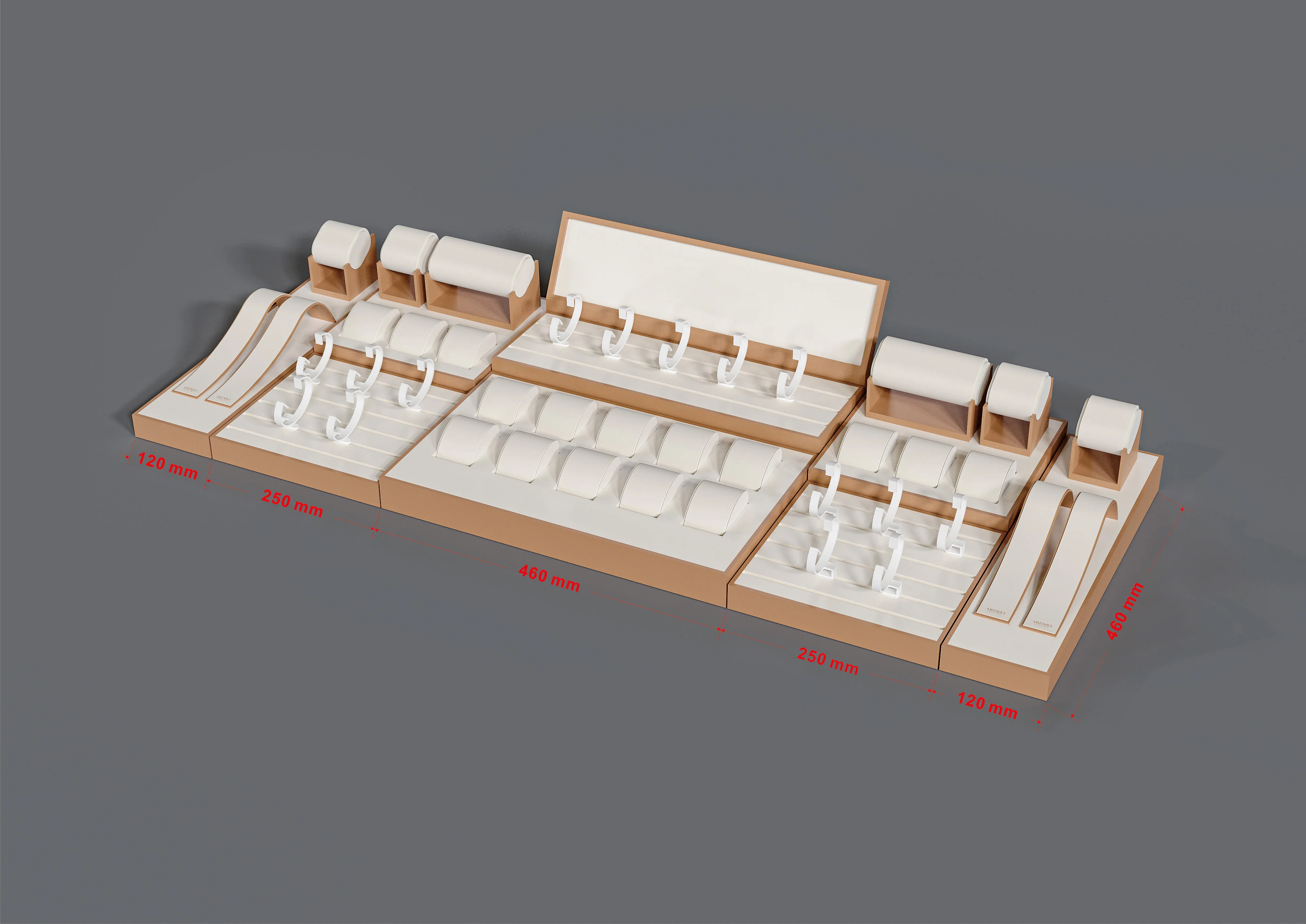 Премиум изготовленный на заказ Т-образный деревянный дисплей для часов с канавками рекламных столов
