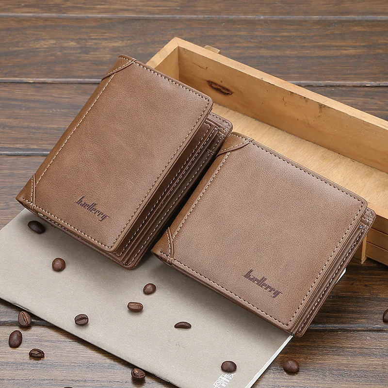 New Antique Male Vertical Coin Purse Leather Short Men Classic Wallet