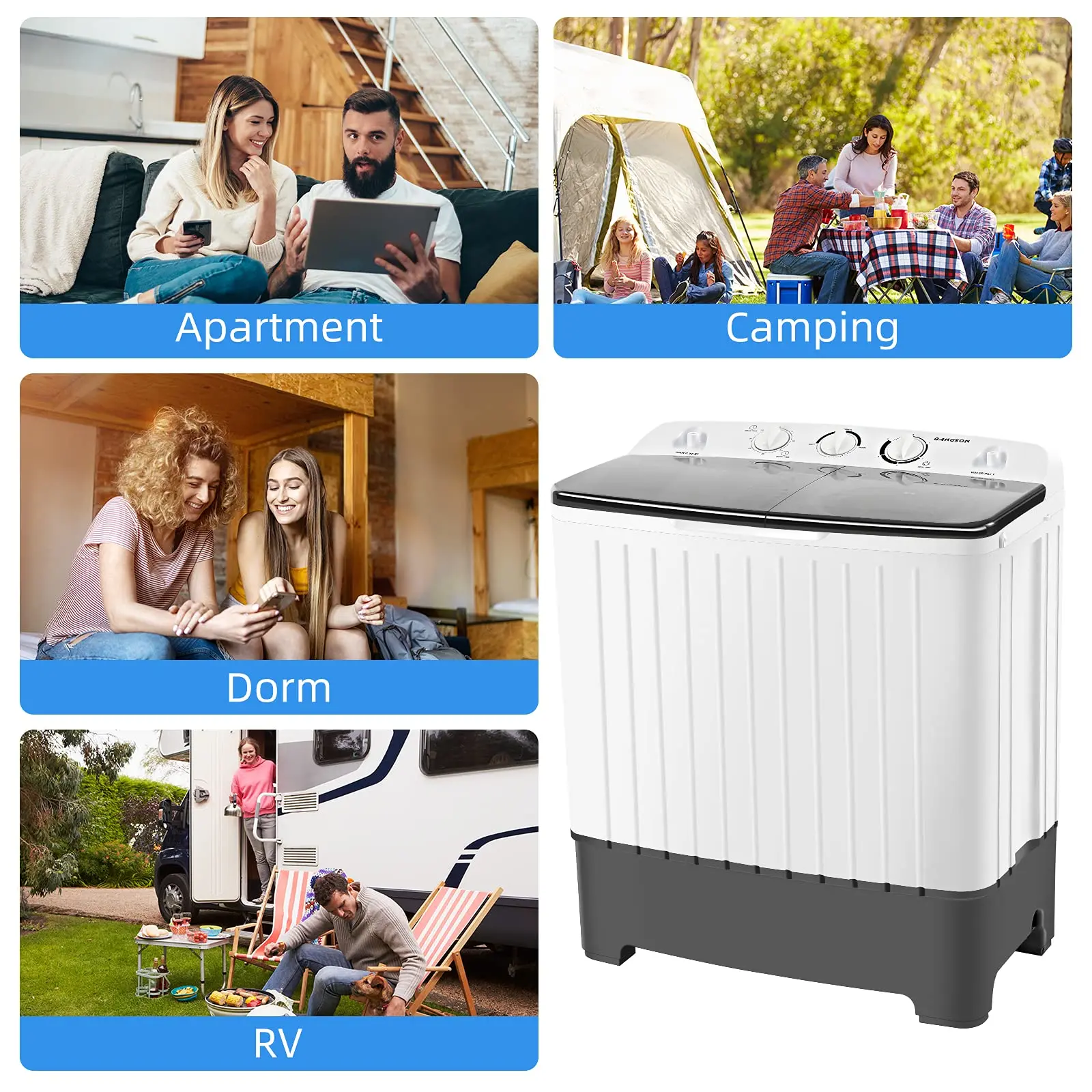 Wholesale Prices Household Dorms Small Compact Twin Tub Cloth Washing Machine with Dryer