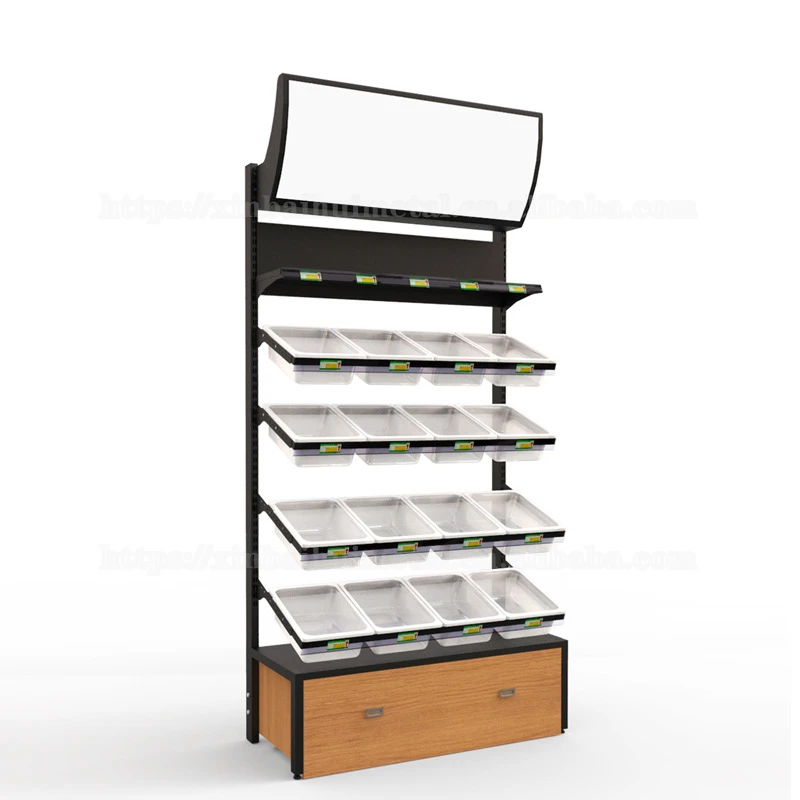 Bulk Snack Shelf Supermarket Convenience Store Wall Bulk Canteen Dried Fruit Small Food Multi-Layer Display Stand Commercial