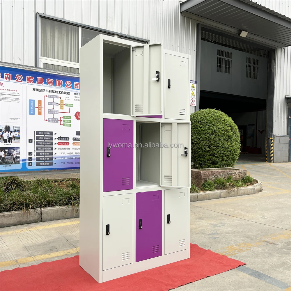 Color Cabinet 9 Door Steel Locker Cabinet With Mechanical Lock China Supplier Metal Locker