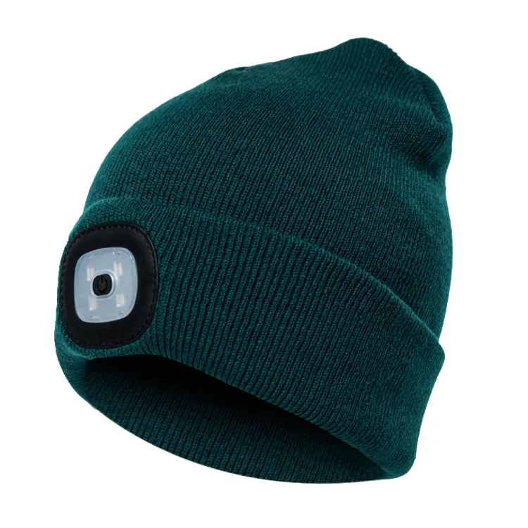 100% Acrylic Knitting beanie hat with led light inside black color LED Beanies