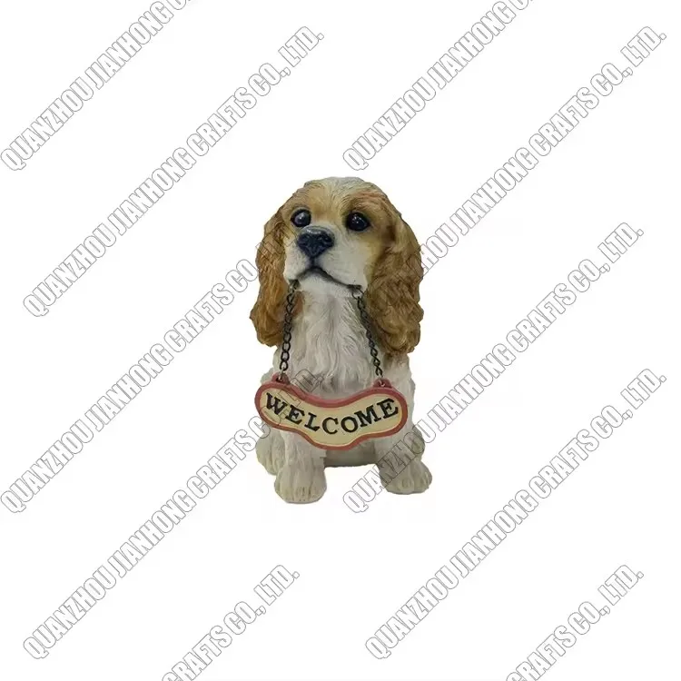 Outdoor White Terrier Dog Statue Animal Welcome Sign Cute Garden Home Decor