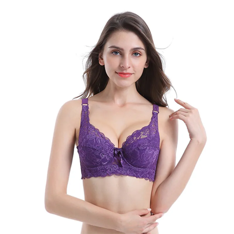 Thin Cotton Cup Large Size Side Bra Adjustable Bra Lace Gathered Underwire Sexy Ladies Underwear