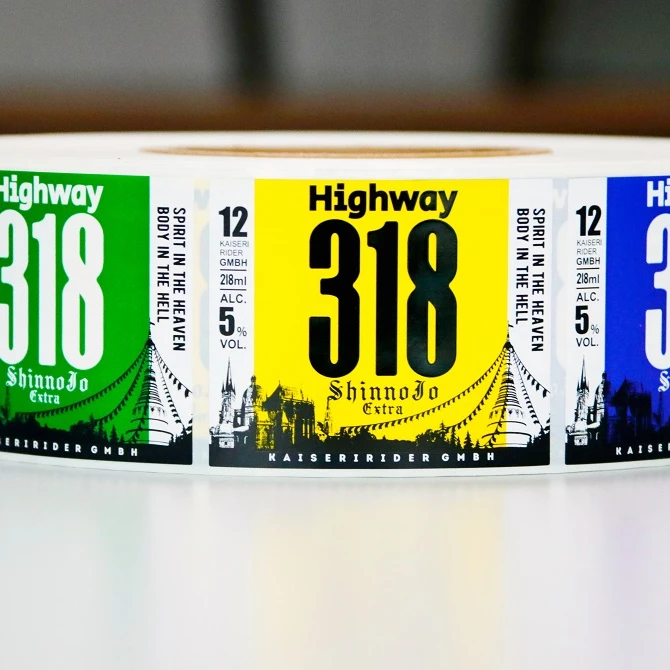 2023 self adhesive label bottle packaging stickers waterproof labeling machine roll for beer bottles