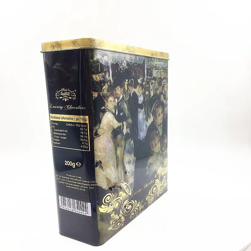 Book Music Box Tin Cans Factory Wholesale Custom Hand Turn Biscuit Music Box Piano Melody Cookies Cans