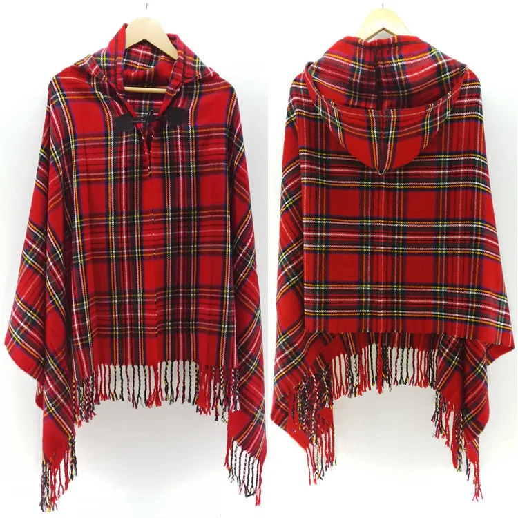 custom womens clothing  Knitted Jacquard Triangle Shawl Ladies Scarf  Bohemian folk wear hood Poncho Women Autumn opera cape