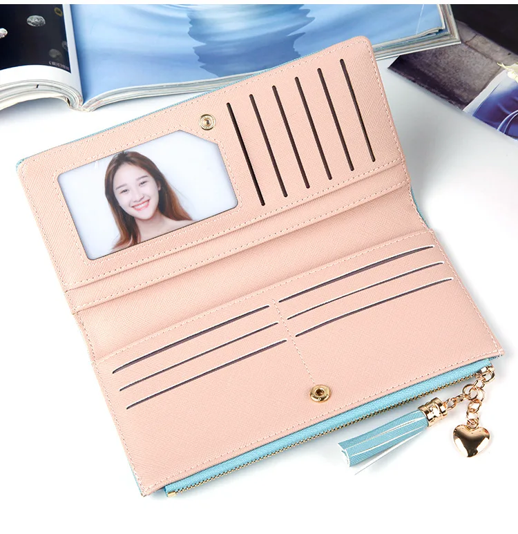 hengsheng new women purses luxury tassel cell phone purse zipper card holder pu leather wallets for women fashionable