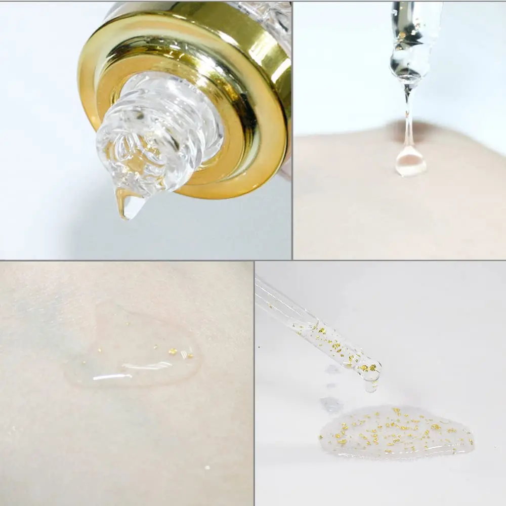 24K Gold Foil Hyaluronic Acid Facial Serum Firming Moisturizing Face Skin Care Essence Liquid