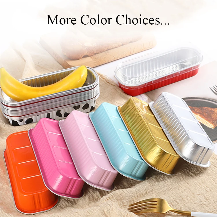 C270 166*65*40mm Manufacturer 270ml Portable Durian Box Rectangular Small Aluminium Foil Container With Lid for Baking Bread