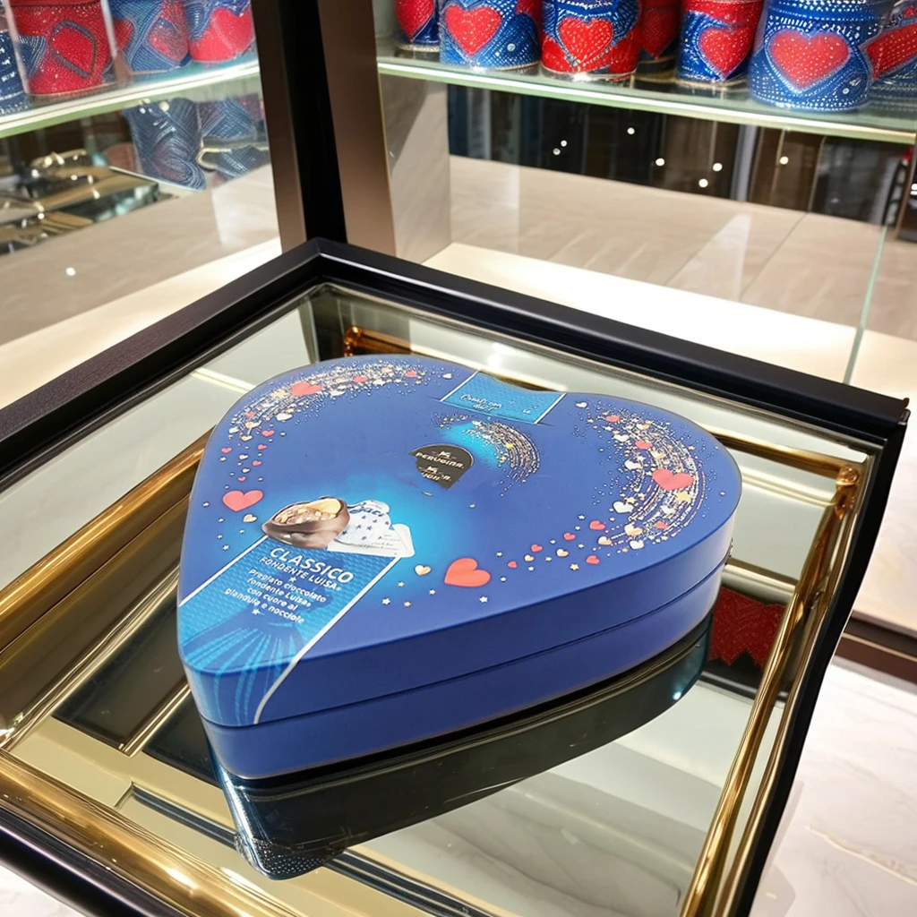 Custom tinplate chocolate box Love  embossed gift box