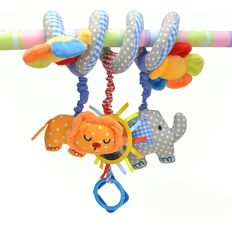 
S014B Blue lion Musical Activity Spiral Stuffed plush Animal Baby Car toy 