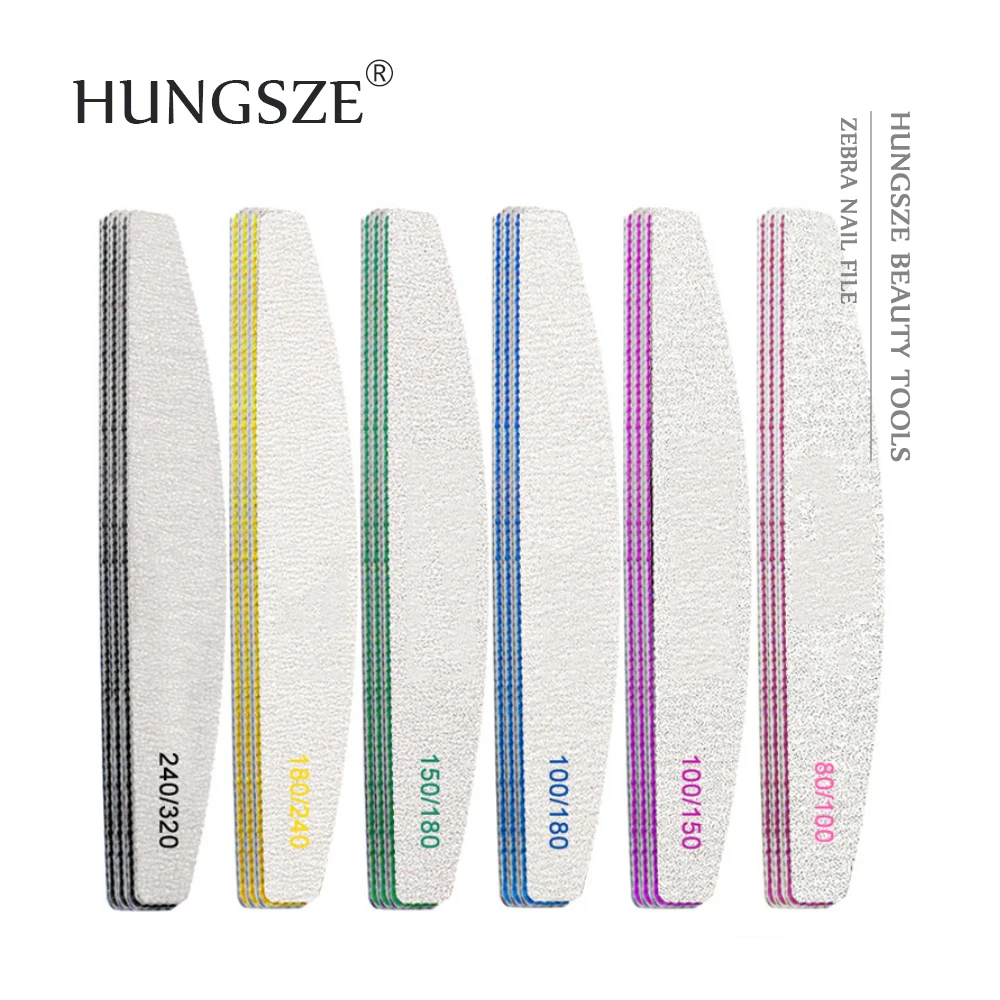 
Custom Logo 100 180 grit Nail File Zebra Double Sized Half Moon Files for Nail Salon 