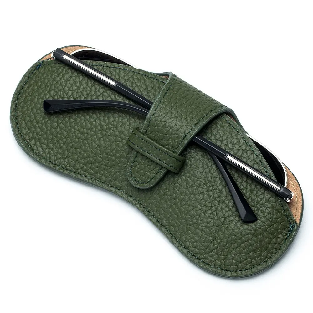 Portable leather lychee print glasses case Artistic simple sunglasses storage case glasses storage case
