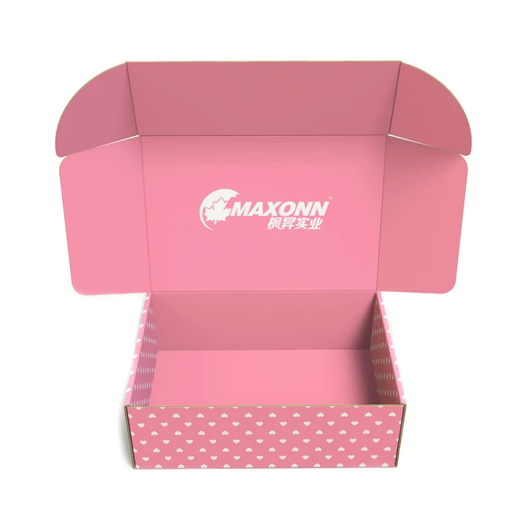 Wholesale cheap printed light pink custom corrugated packaging mailer cardboard shipping boxes with custom logo