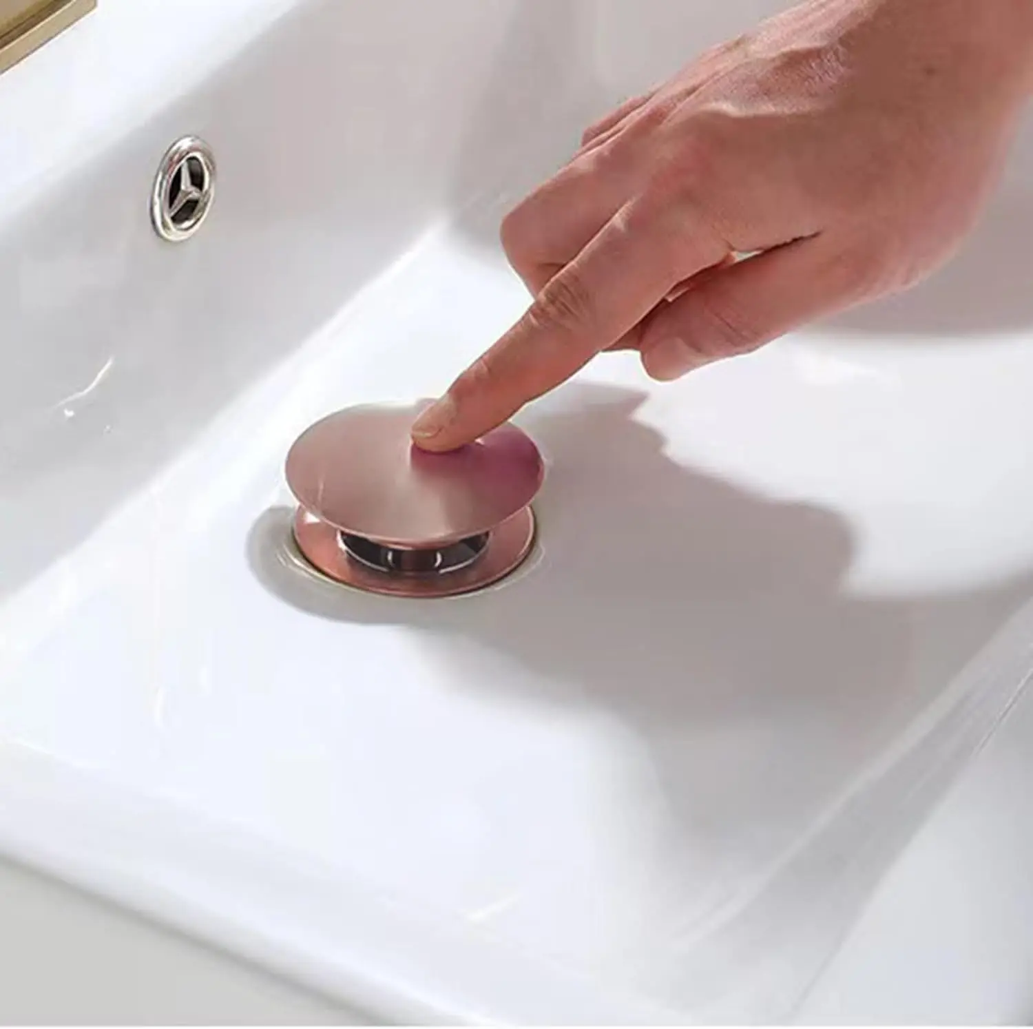 High Quality Rose Sprung Bathroom Sink Drain Waste Overflow Gold Click Clack Washbasin Tap with Hand Basin Easy Installation