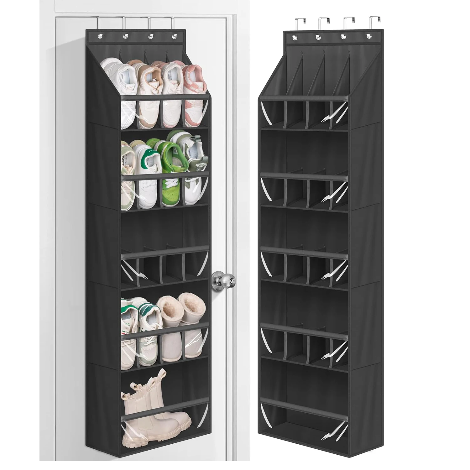 20 Closet Pairs Narrow Hanging Shoe Rack for Door Hanger Deep Pocket Over the Door Shoe Organizer