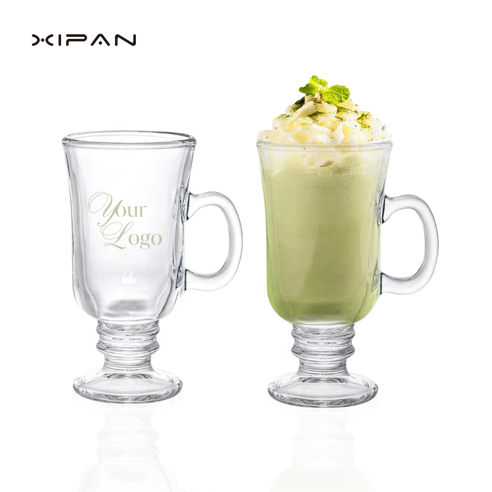 Стильная прозрачная кофейная стеклянная чашка с ручкой 8 унций сверхмощная ирландская кружка