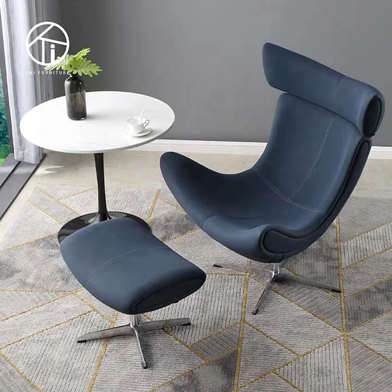 Modern High Wingback Upholstery Fabric leather Wingback swivel Chair For Living Room egg chair sofa with footrest ottoman