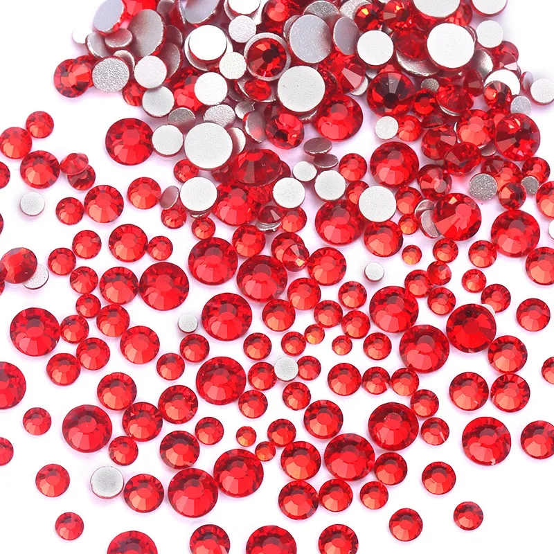 Light siam New Cut Facets 8 big 8 small SS16 SS20 Non Hotfix Rhinestones for Clothing Strass Gem DIY Art Design