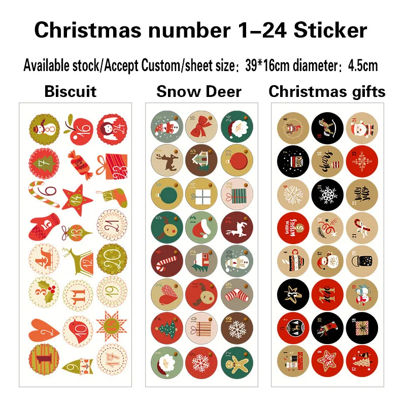 kids snowman deer sticker merry christmas 3.8 cm 4.5cm sheet for