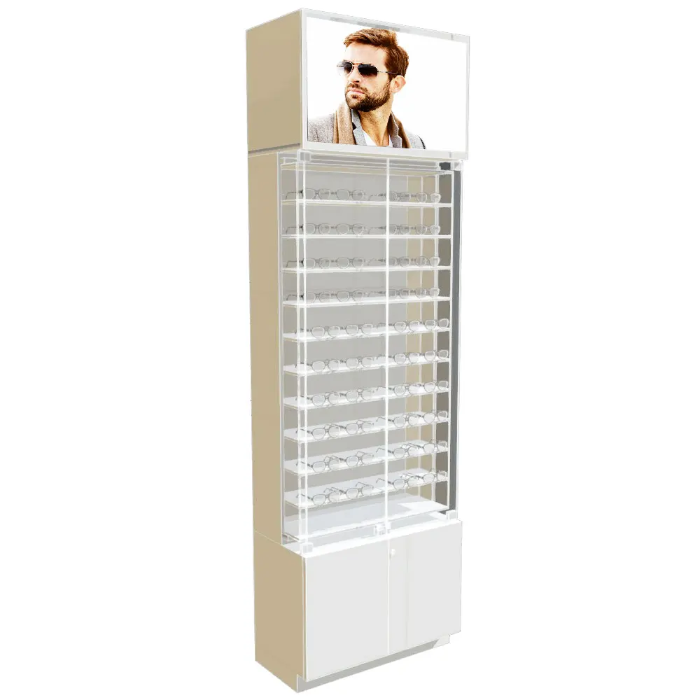 Modern Locking Sunglass Display Floor Eyewear Frame Display Stand Solid Acrylic Eyewear Display Rod For Optical Shop