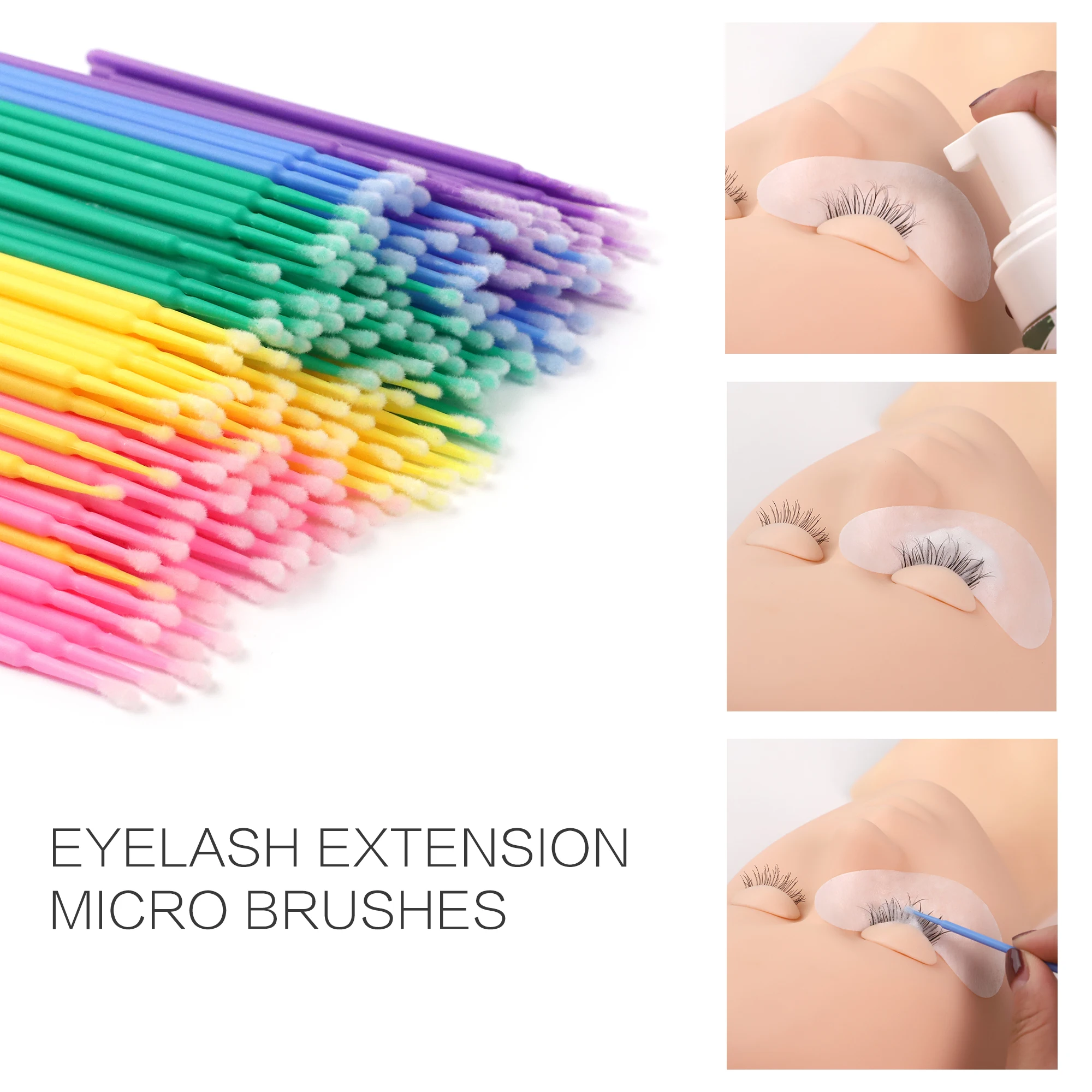 Factory Price Eyelash Extension Swab Makeup Disposable Microbrush Micro Brushes Lash Cotton Swab for Lash Extension