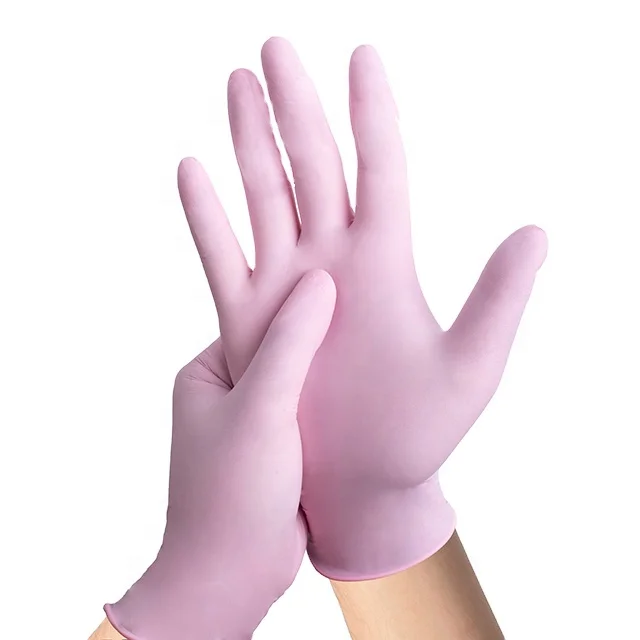 Disposable Powder-Free Dental Pink Black Rectal Examination Veterinary Nitrile Gloves