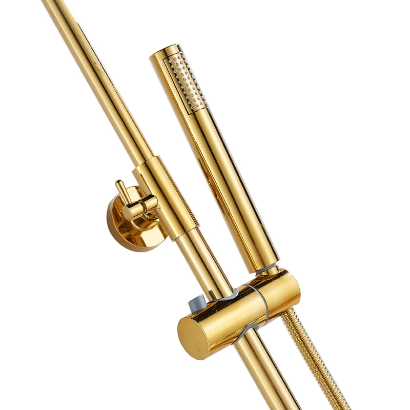 Gold Rain Shower Stainless Steel System Thermostatic Bathoroom Shower Mixer 6168G