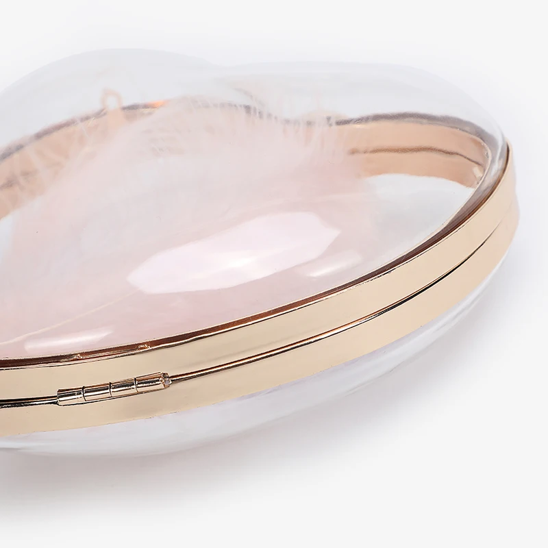 Wholesale price shell heart shape party bag for girl New Style Women Clutch Bag clear Acrylic women handbag evening bag
