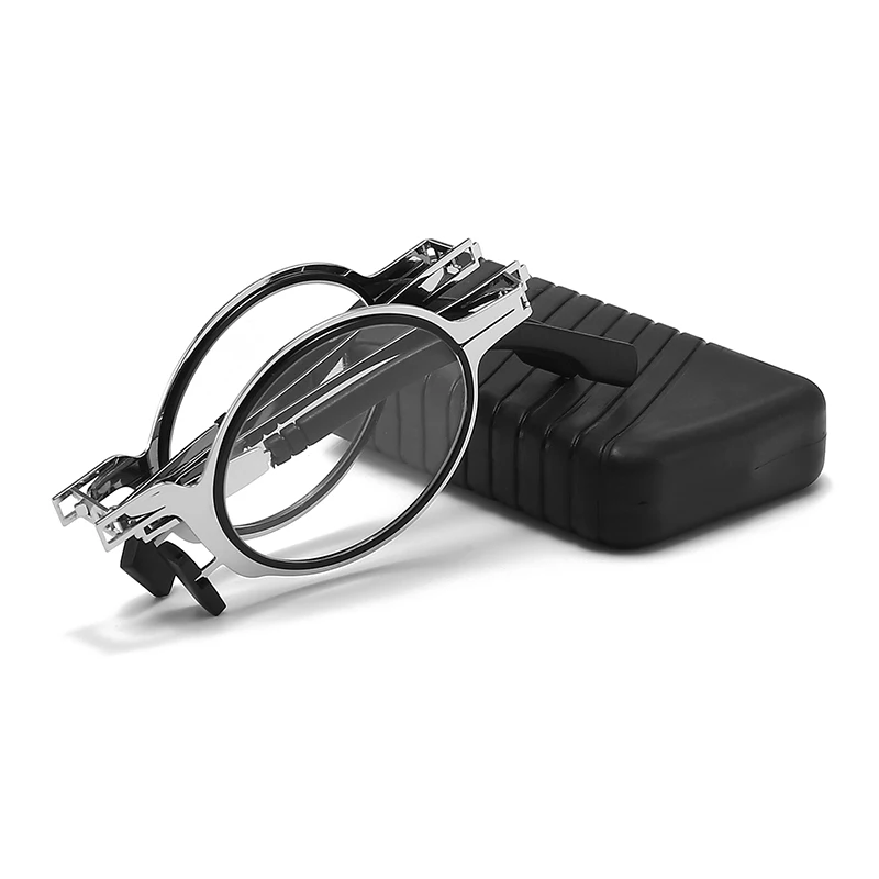 Blue Light Blocking Custom Foldaway Readers Metal Compact Folding Reading Glasses with Case