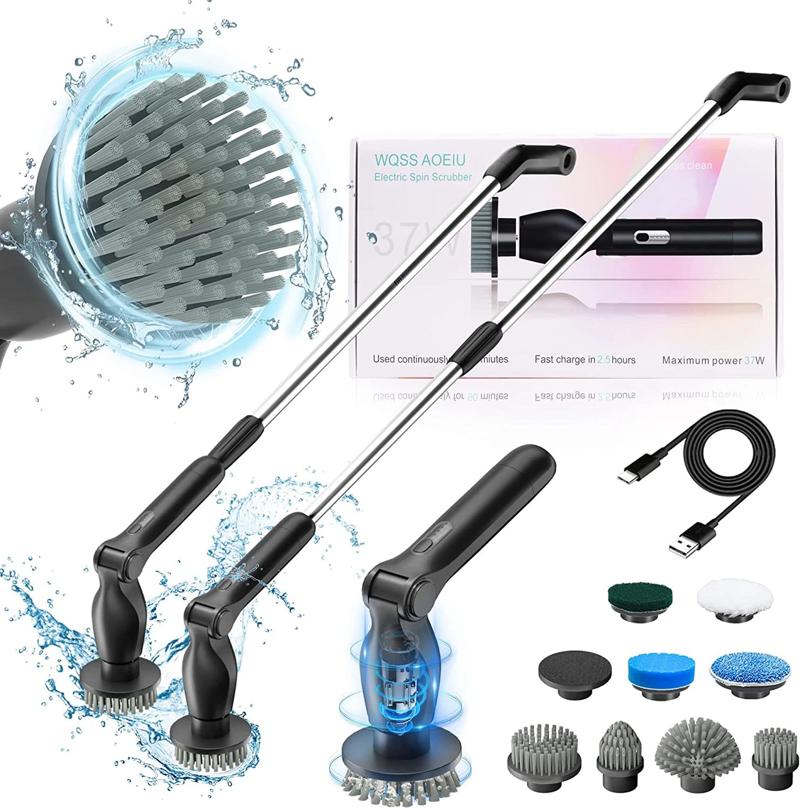 Electric Spin Scrubber Electric Cleaning Brush scrubber brush power scrubber With Adjustable Long Handle for Bathroom Floor Tub