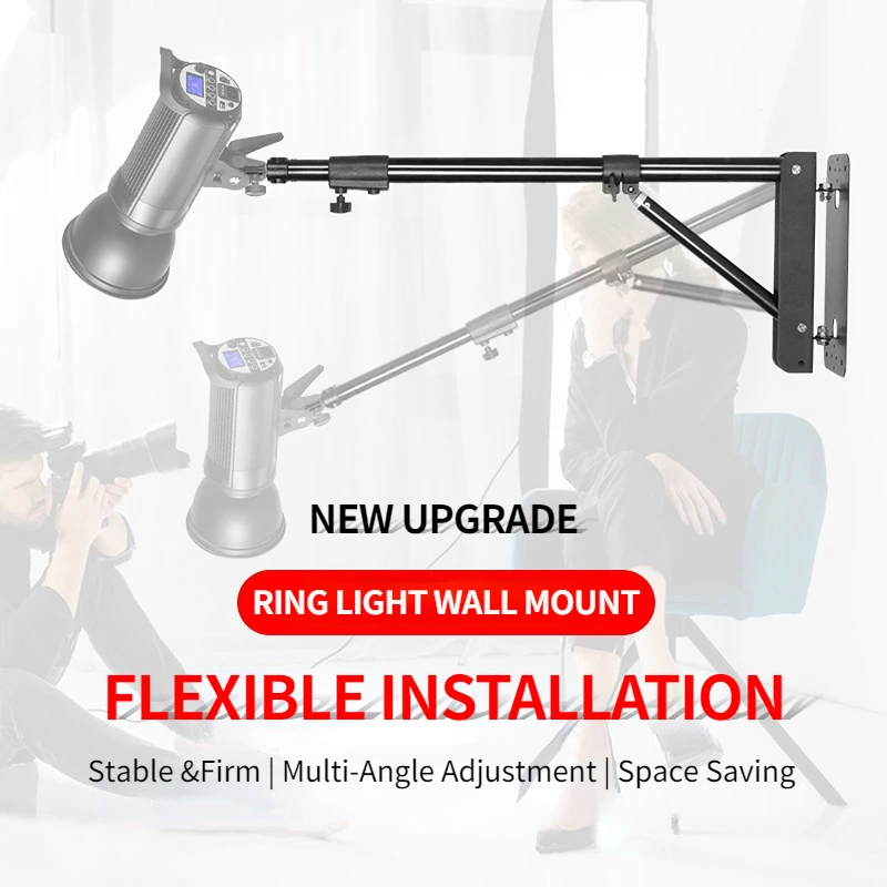 Barbershop Beauty  Vertical Rotatable Wall Ring Light Bracket 180cm Photo Studio Video Lights Stand Ring Light  Arm  Tripod