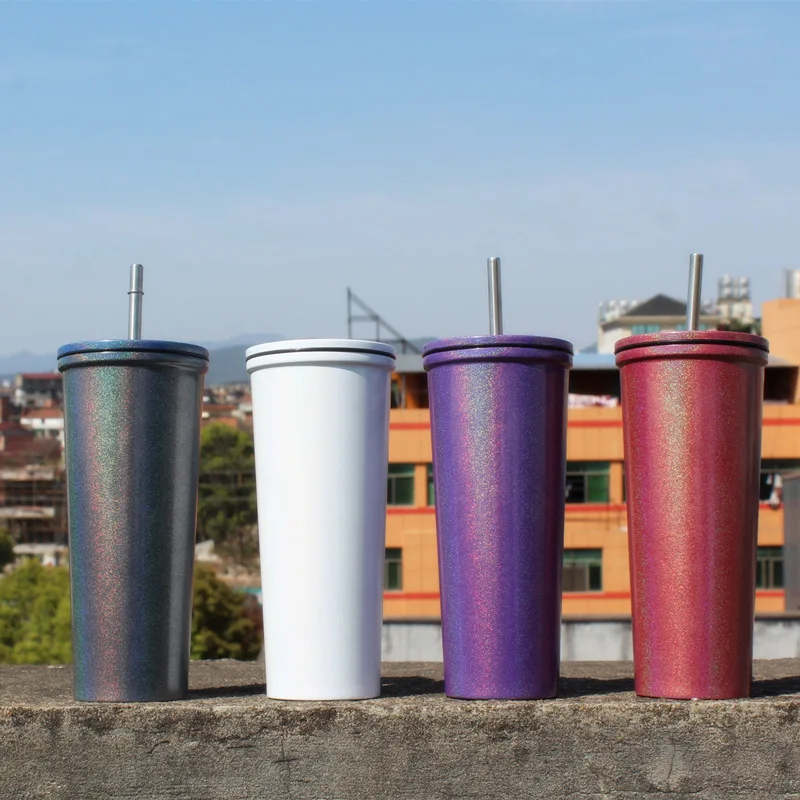 24oz car cup double stainless steel vacuum insulation cup rainbow paint creative water bottle gift cup custom LOGO