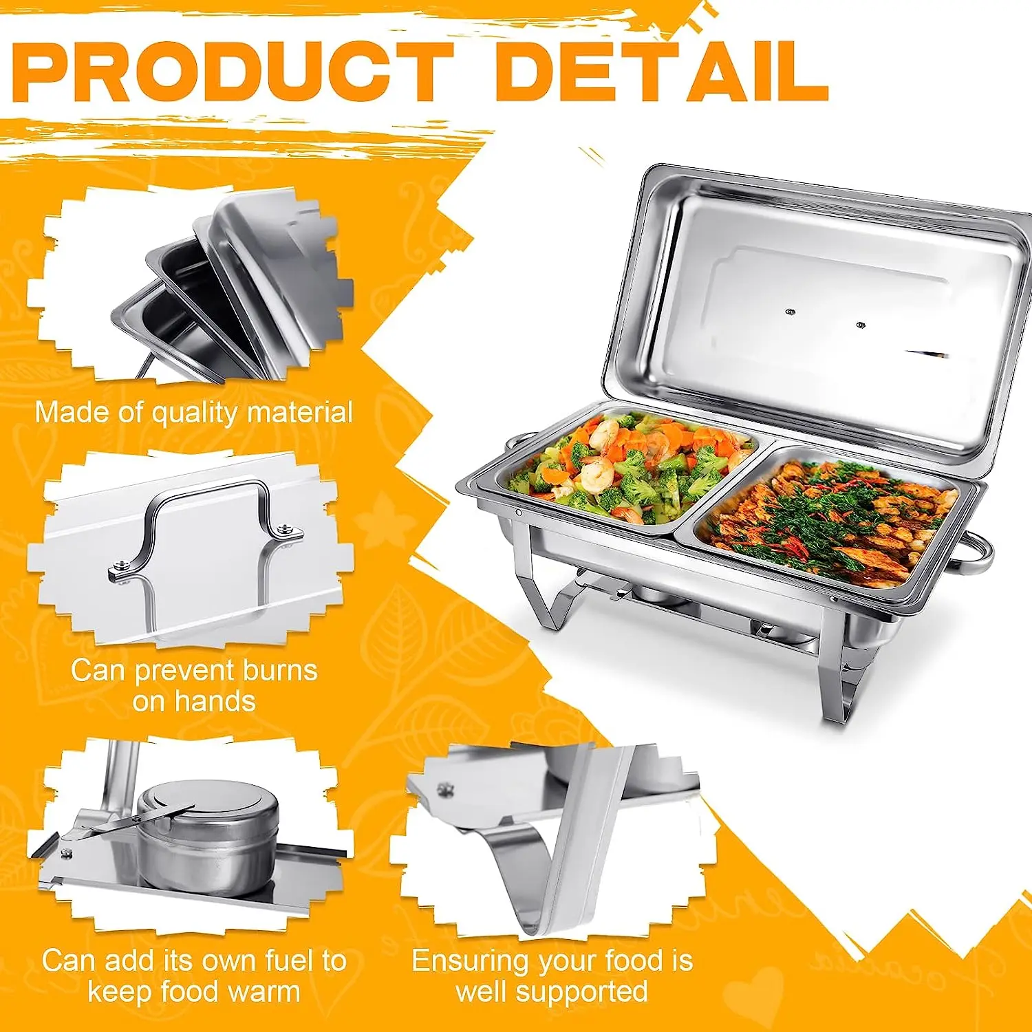 9 QT Stainless Steel Buffet Servers and Warmers Chaffing Servers 6 Pack Chafing Dish Buffet Set