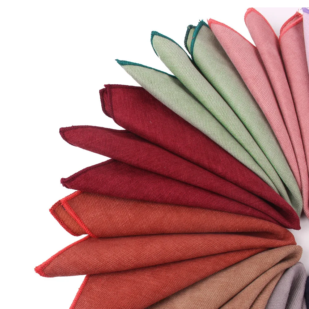 Men Wedding Accessory Hanky Fashion Polyester Plain Handkerchief Male Solid Color Pocket Square