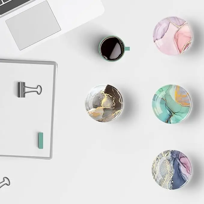 Glass Strong Magnetic Refrigerator Magnet Fridge Sticker,Marble Crystal Fridge Magnets Decoration