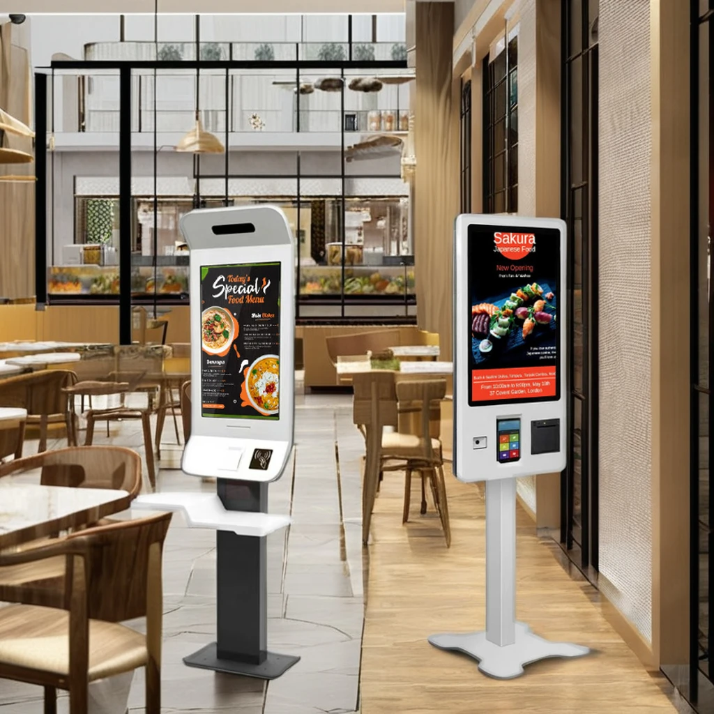 32/21.5 Inch LCD Self-Order POS System Kiosk Restaurant Food Menu Ordering Payment Terminal for Indoor Use