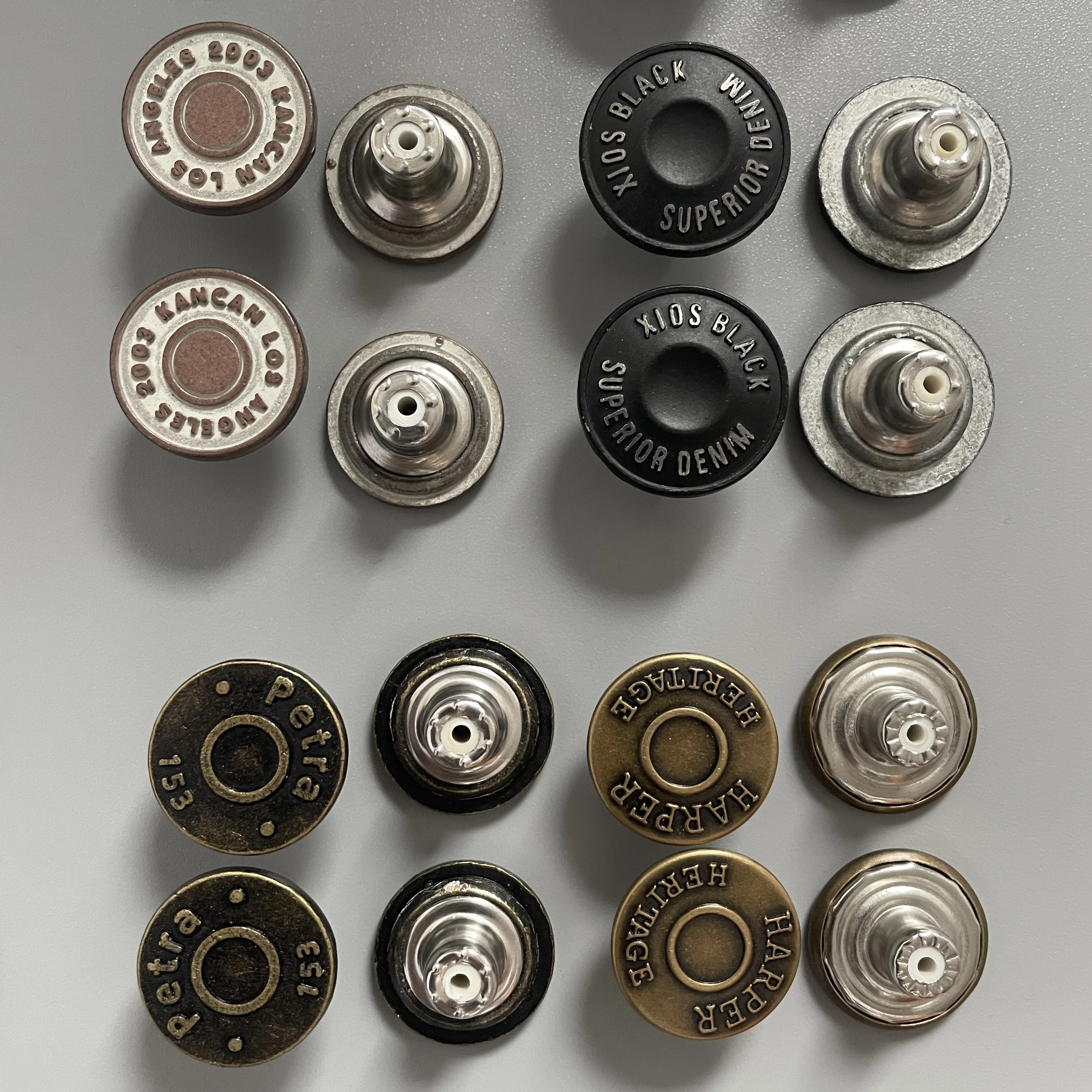 High Quality Custom Logo Embossed Metal Jeans Button For Clothes