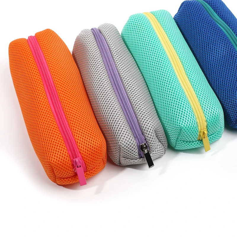 Customized Boys Girls School Supplies Pen Bag Pouch Large Capacity Contrast Mesh Pencil Case