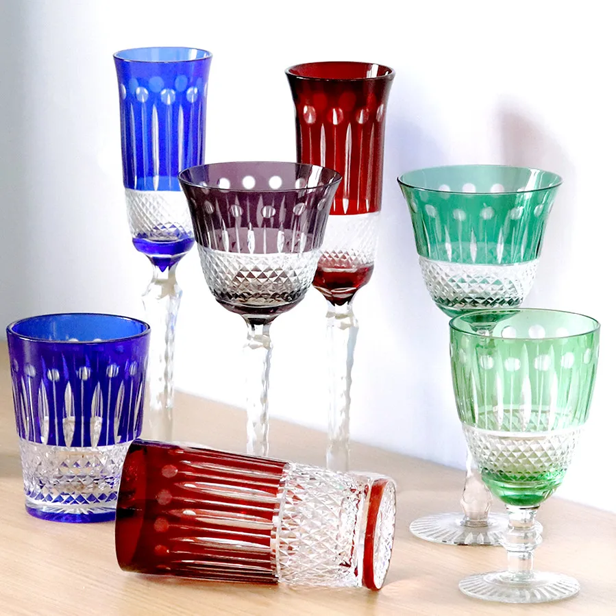 Factory Custom Luxury Bohemian Czech Bohemia Type Engraved Stem Wine Glasses Handmade Cocktail Glass Goblet Direct Wine Cup